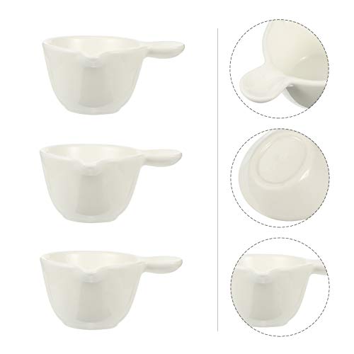 HEMOTON 6 pratos de molho de cerâmica, mini pratos redondos para temperos com alça, bico para sushi,