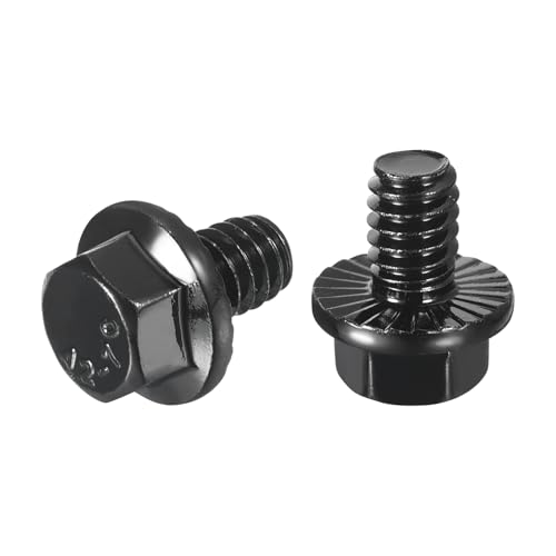 Image of uxcell 10Pcs 1 /4-20 x 3 /8 inch Flanged Hex Head Bolts, 304 Stainless Steel Flange Hexagon Screws, Flange Hex Drive Screws 5.8 Grade for Machinery Industry Home Appliances, Black
