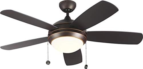 Generation Lighting | 5DIC44RBD-V1 | Discus Classic 44-Inch Indoor 5-Blade Ceiling Fan In Roman Bronze Finish With Reversible Motor And Integrated Led Light Kit Included