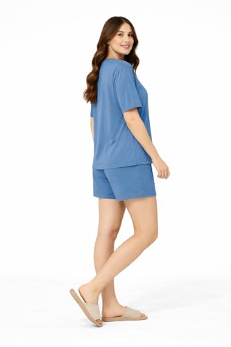 Image of Duchess Women's Cotton Printed Night Suit Set of Top & Shorts Pajama Set