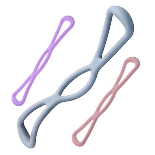 ibasenice 3 Piezas Bandas de Resistencia Fitness Alta Elasticidad para Yoga Pilates Entrenamiento Muscular Casa y Exterior Rosa Azul Morado
