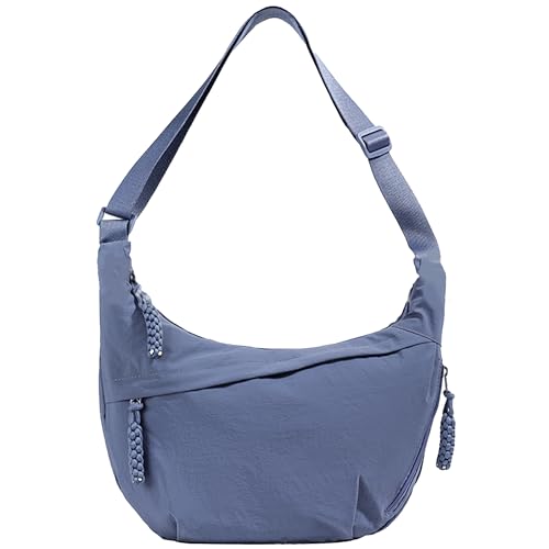 Image of Crescent Shoulder Bag Nylon Crossbody Bag for Women Nylon Hobo Bags Slouchy Sling Purse Dumpling Bags