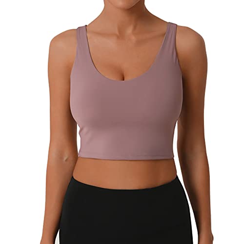 SIORO High Impact Sports Bras for Women Padded Sports Bras Workout Bras for Women Yoga Bras, Mauve Mist, Large