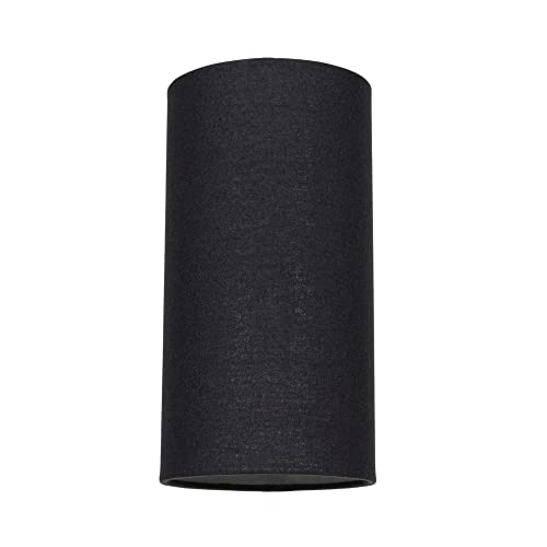 Contemporary and Stylish Jet Black Linen Fabric Tall Cylindrical Lamp Shade for Pendant or Table Lamp Base - 25cm Height - 40w Maximum - Suitable for The Home or Commercial Usage by Happy Homewares