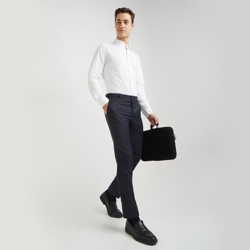 Image of Raymond Men Slim Fit Checks Pattern Polyester Blend Flat Front Formal Trouser