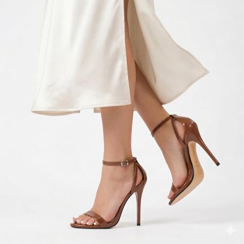 Image of MAIERNISI JESSI Unisex Men's Women's Stiletto Sandals with Ankle Strap, Open Toe High Heel, 5.1 Inch Heel