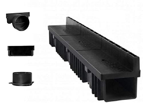 Bielbet Schlitzrinne H = 158 mm 25,00€/m Entwässerungsrinne Flachrinne Hofablauf KG Rohr (4m Set, Schwarz) Cover