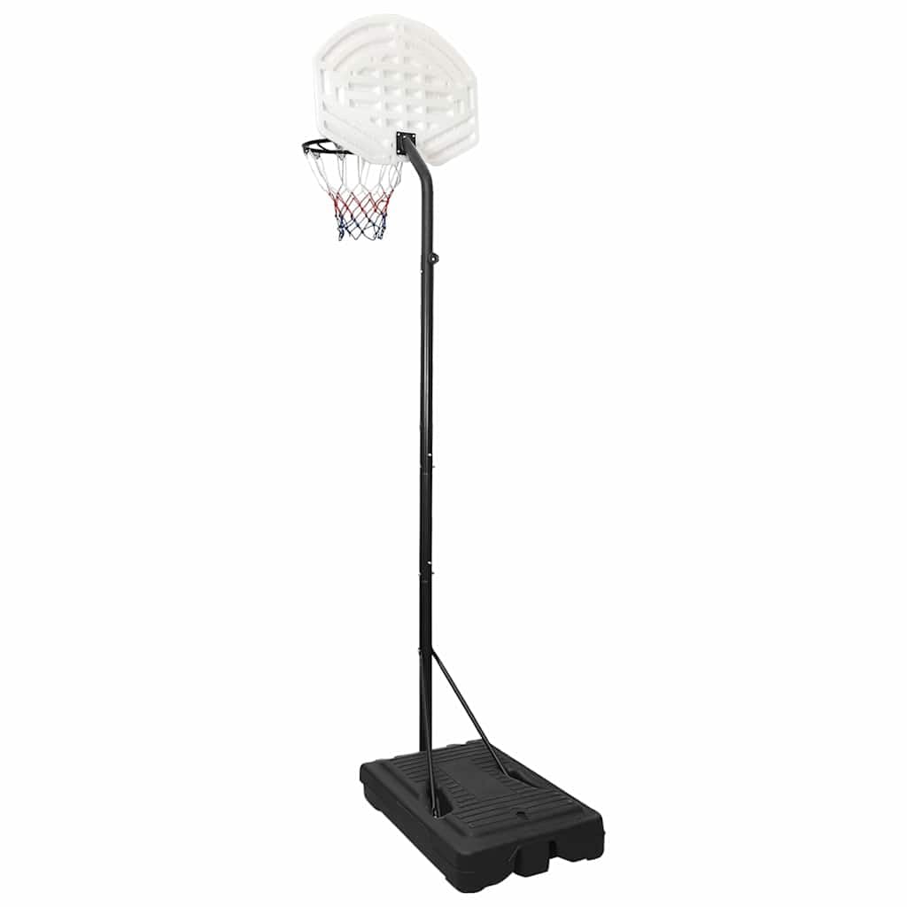 Soporte de baloncesto blanco regulable 282 con base de polietileno, independiente y móvil, para entrenamiento en interiores y exteriores, juego deportivo en el jardín y el club