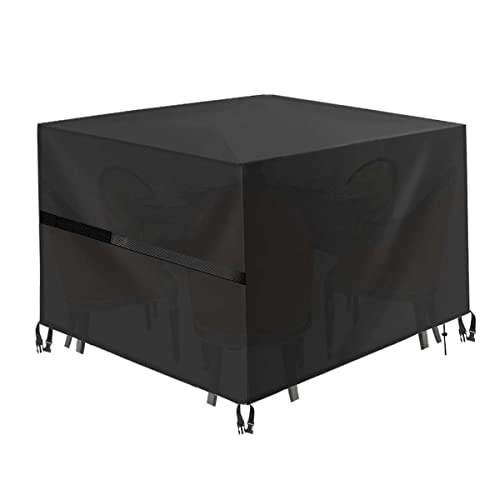 600D Housse Salon de Jardin Extérieur SZHTFX 125*125*74 cm Housse de Protection Table de Jardin Tissu Oxford Housse de Meuble avec Résistance au Vent Anti-UV Imperméable Bâche de Protection Cover