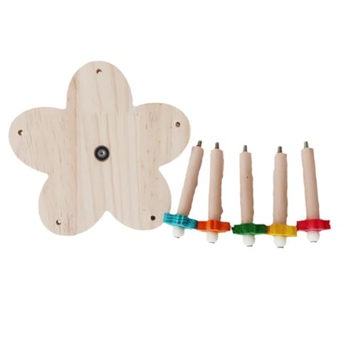 Image of Bird Toy Rotating Perch Toy with Bearings,Wooden Parrots Ferris Wheel Toy with Perches, Hanging Bird Stand Cage Accessories for Parakeet Parrot, Cockatiel, Budgerigar Diameter 15cm