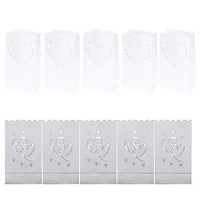 Uonlytech Wedding Table Decor 20pcs Luminary Bags White Heart Flame Resistant Candle Bags Tea Light Luminaries for Wedding Valentines Day Holiday Birthday Engagement Baby Shower