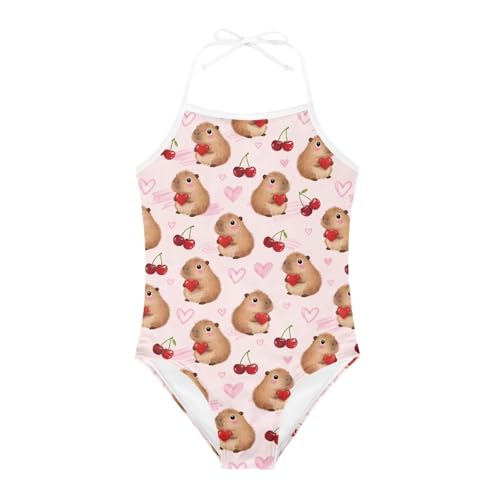 Image of Girls One Piece Swimsuit Summer Quick Dry Beach Sport Bathing Suit Halter Strap 1-10 Little Kids Toddler Swimwear