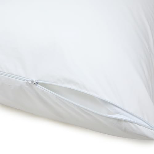 Amazon Basics Down Alternative Bed Pillows with Hypoallergenic Pillow Protector Cases, Soft Density for Stomach and Back Sleepers, Standard 26" x 20", White, 2-Pack by Amazon Basics - Image 4