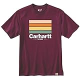 Kurzarm Carhartt Herren Relaxed Fit Heavyweight Short-Sleeve Line Graphic T-Shirt, Farbe: Port, Größe: L