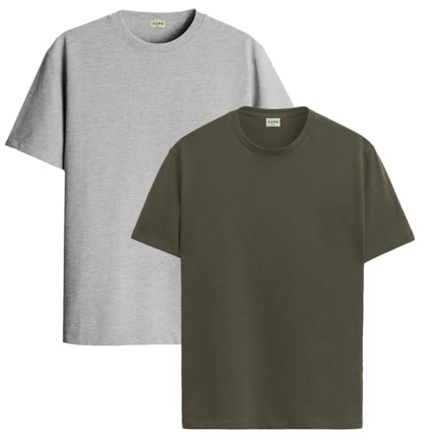 Image of ADRO Men's Cotton Regular Fit Combo Plain Solid T-Shirt Pack of 2