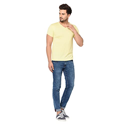 Image of Men's Cotton Blend Half Sleeve V Neck Tshirt