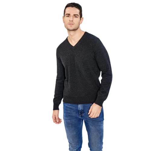 Pull cachemire homme col v gris xl de luxe italien mode hiver