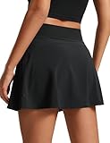 CRZ YOGA Tennis Skirt for Women High Waisted Flowy Golf Pickleball Athletic Casual Skorts with Pockets A Line Skirts Black Small