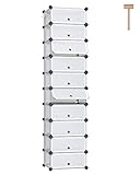 DINMO 10-Tier Shoe Rack with Doors for Entryway, 20 Pairs, Portable Plastic Cubby Shoe Shelves Organ