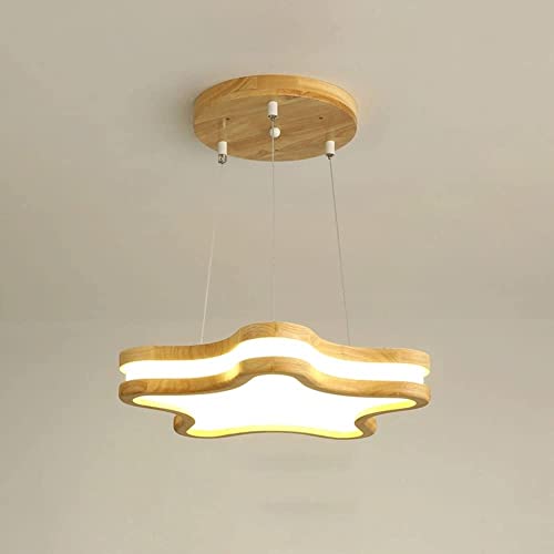 Lampe suspendue LED plafonnier étoile bois intensité variable luminaire chambre enfant salle
