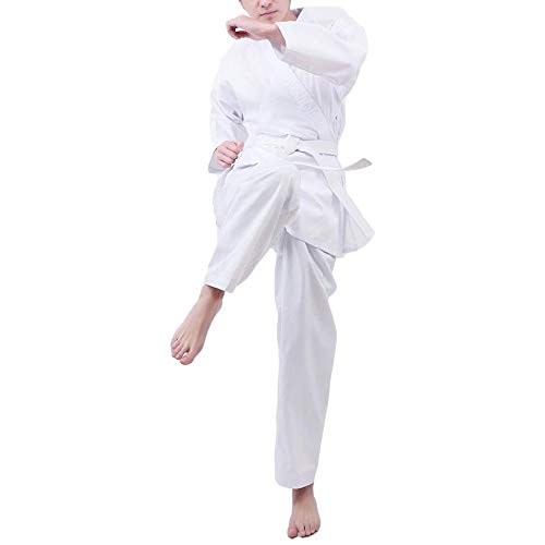 Foto von G-LIKE Karate Judo Anzug Kleidung - Kampfkunst Judogi Aikido Keikogi Jiu Jitsu Taekwondo Bando Kung Fu Outfit Training Uniform Kostüm Set Jacke Hose Freier Gürtel für Männer Frauen Kinder (170 cm)