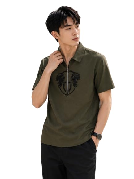Men's Zipper Polo Collar T-Shirt | Imported Lycra Fabric | Regular Fit | Half Sleeve | Premium Casual & Smart Casual T-Shirt-image-46