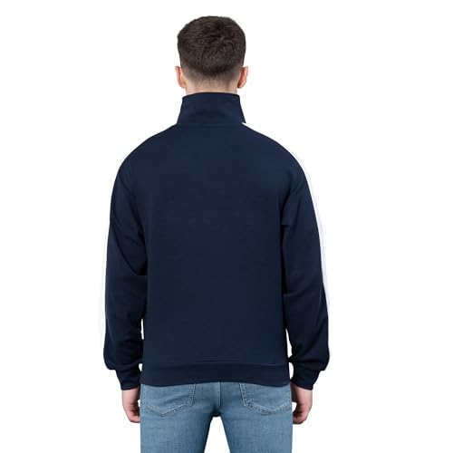Image of Red Tape Cotton Half Zip Mock Neck Sweatshirt For Men | Cut & Sew | Everyday Comfort