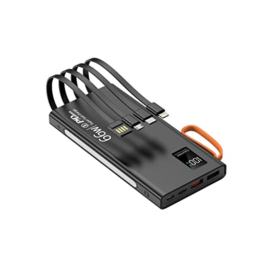 Power bank 20000mAh con cables para viajes y teletrabajo sin preocuparse por la batería baja 3
