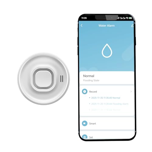 100dB Loud Wireless Water Leak Detector, WiFi Water Leak Sensor for Kitchen Bathroom Basement, Floor & Pipe Drip Alert