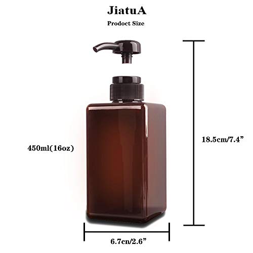 image for JiatuA Pump Bottle, 15oz/450ml Refillable Plastic Empty Lotion Soap Di
