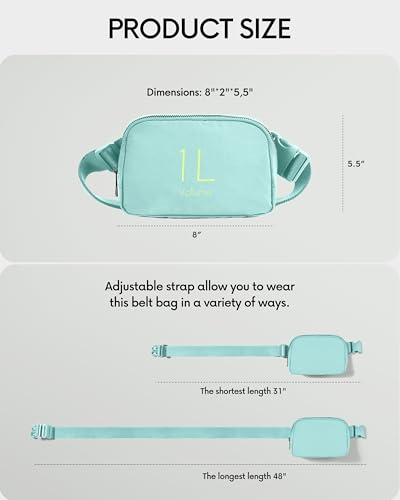 Image of ODODOS Unisex Mini Belt Bag with Adjustable Strap Small Fanny Pack for Workout Running Traveling Hiking, Icing Blue