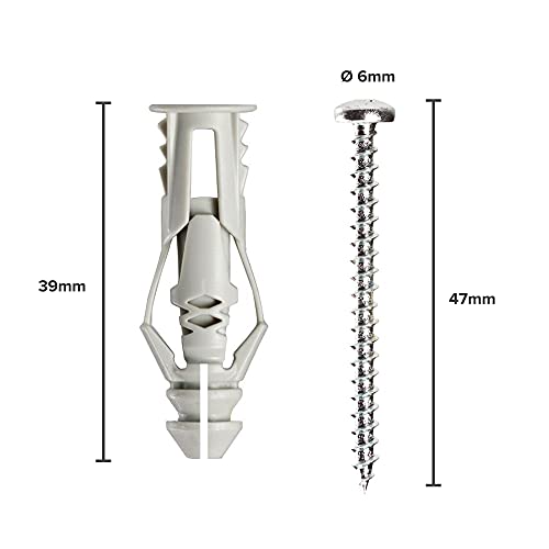 Cobra Grey Triple Grip Universal-Wandanker für Gipskarton, 6 mm, 27 kg Traglast, 40 Stück
