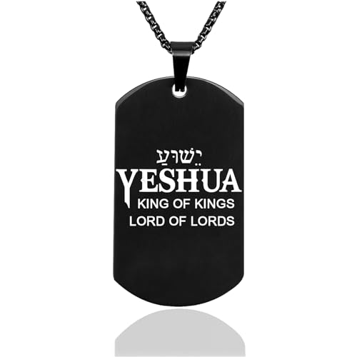 Personalized Necklaces for Men Women Yeshua Hebrew Name Jesus The Way Truth Life Christian Bible Pendant (YESHUA-KING OF KINGS LORD OF LORDS)