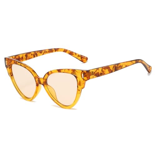 Lunettes de soleil œil de chat pour femme motif léopard dégradé avec rivets rétro et filtre UV400