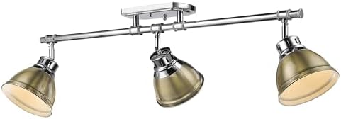 Duncan 3-Light Semi-Flush - Track Light in Chrome with Aged Brass
