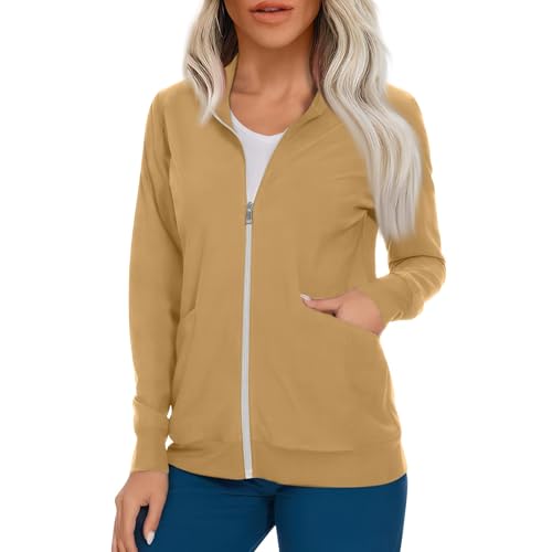 Scrub Jackets for Woman Zip Up Long Sleeve Tops Print Plus Size Womens Scrubs for Women Nursing Shirts with Pockets