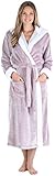 Sleepyheads Women's Fleece Long Sleeve Robe Sherpa-Lined Hooded Bathrobe, Robe- Cranberry, Small