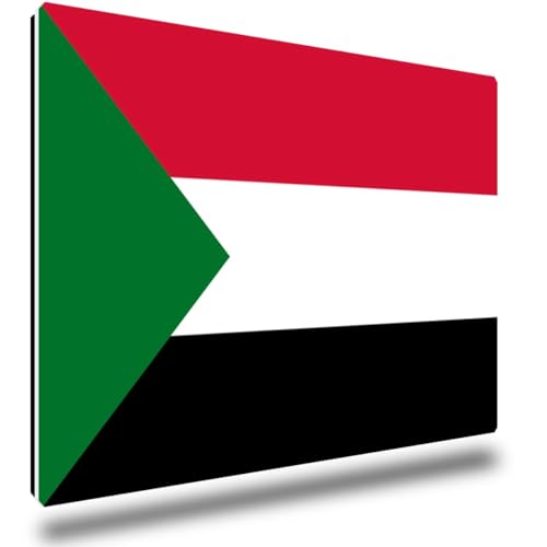 TRIOSK Kühlschrankmagnete Länderflaggen Magnet Flagge Sudan Länder Reise Souvenir Geschenk für Reiselustige Frauen Männer Weltenbummler Kühlschrank stark eckig groß 85x55 mm