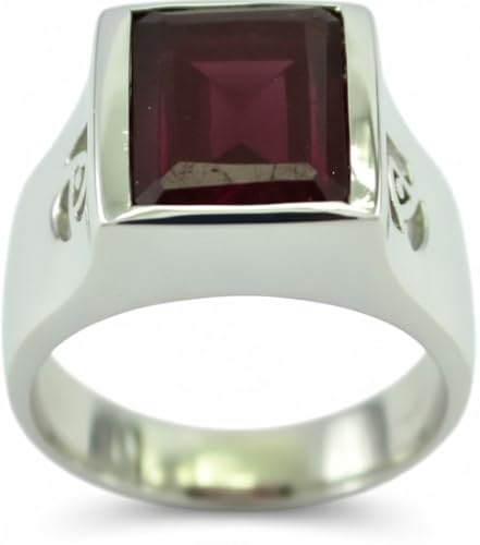Image of 55Carat Genuine Indian Ruby Ring Handmade Sterling Silver Square Chakra Healing Size 5,6,7,8,9,10,11,12