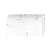 IZODEKOR 4 Pcs 24'x48' PVC Marble Wall Panels - Realistic Marble Look, 3D Wall Panels for Shower Tile and Interior Decoration - Covers 30 Square Feet - White Serenity