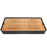 RLCJBMSUG Bandeja para Servir té con Drenaje Rectangular de Estilo japonés, escurridor de Platos para Cocina, Elegante Accesorio para Juego de té.
