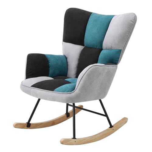 Home Nature Schaukelstuhl aus Holz, bis 150 kg belastbar, Moderner Sessel mit Hoher Rückenlehne, Arâ€¦ – Miniatur