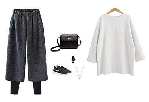 Flygo Ladies' Autumn and Winter Wool Blend Fleece Loose High Waist Wide Leg Casual Pants2