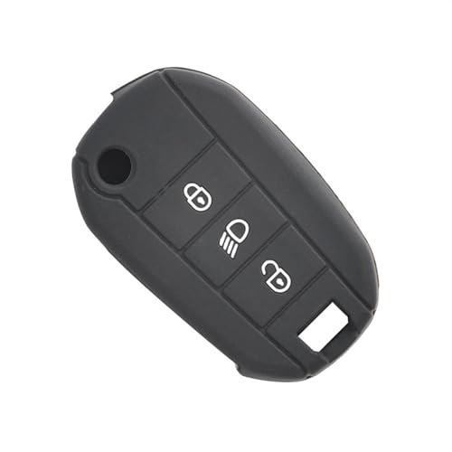 Étui de clé compatible avec Peugeot 308 de 2007 à 2023 coque noire 3 boutons