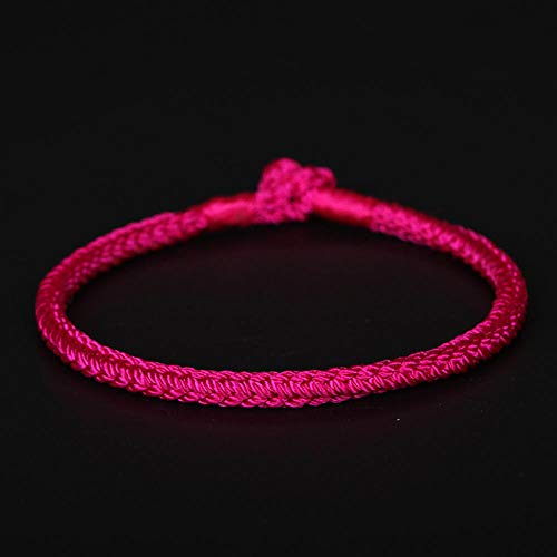 Corde tibétaine porte-bonheur en fil rose - Le bijou tressé pour le quotidien des couples