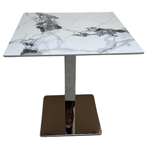 Base in metallo con piastra piatta da 44,8 x 44,8 cm. Piede centrale a sezione quadrata, completa di piedini regolabili per eventuali dislivelli del pavimento