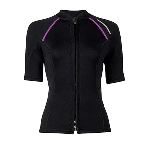 TOVCHEI Neoprene Wetsuit for Women, 1.5MM Short-Sleeved Shorts Diving Suit Quick-Drying Sun Protection for Water Sports Scuba,Black top,XS