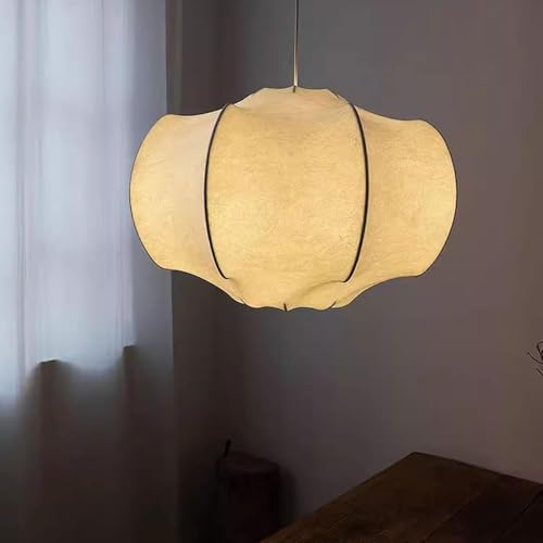 Suspension moderne style ferme avec lanterne en lin blanc haut de gamme ajustable