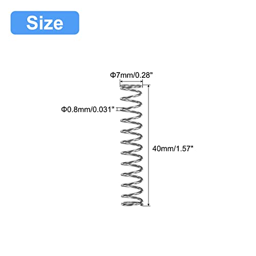 Image of uxcell 5Pcs Compression Spring 304 Stainless Steel 7mmOD,0.8mmWD,40mmFL