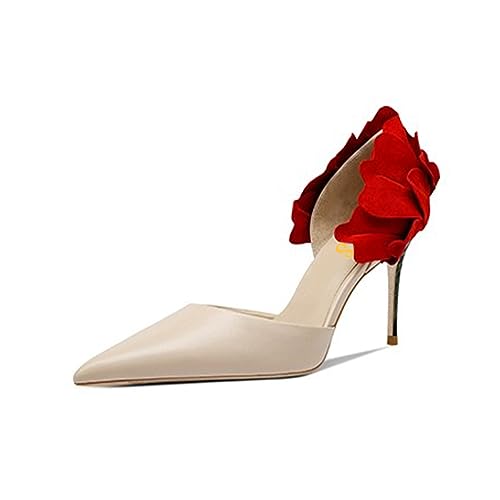 FYS Women's Graceful Pointed Toe Heeled D'Orsay Sexy Floral Stiletto High Heel Pump Crocodile Print Slip On Party Dress Date Shoes Size 4-16 US